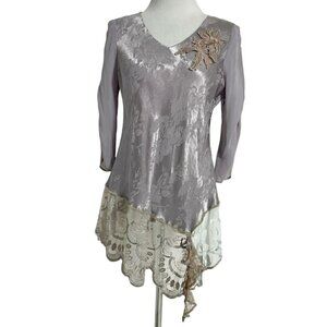 Spencer Alexis 6 Petite  Top Blouse Vintage Lagenlook Art to Wear